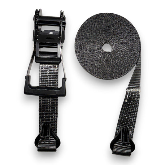 All Black Two Part Type Heavy Cargo Ratchet Straps for DJs – 50 mm | 5000 Kgs