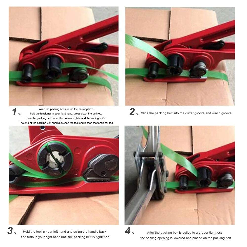Manual PP/PET Strapping Machine 12-19mm Poly Strapping Tensioner Flexible Packaging Bands Binding Machine Strapping Tool
