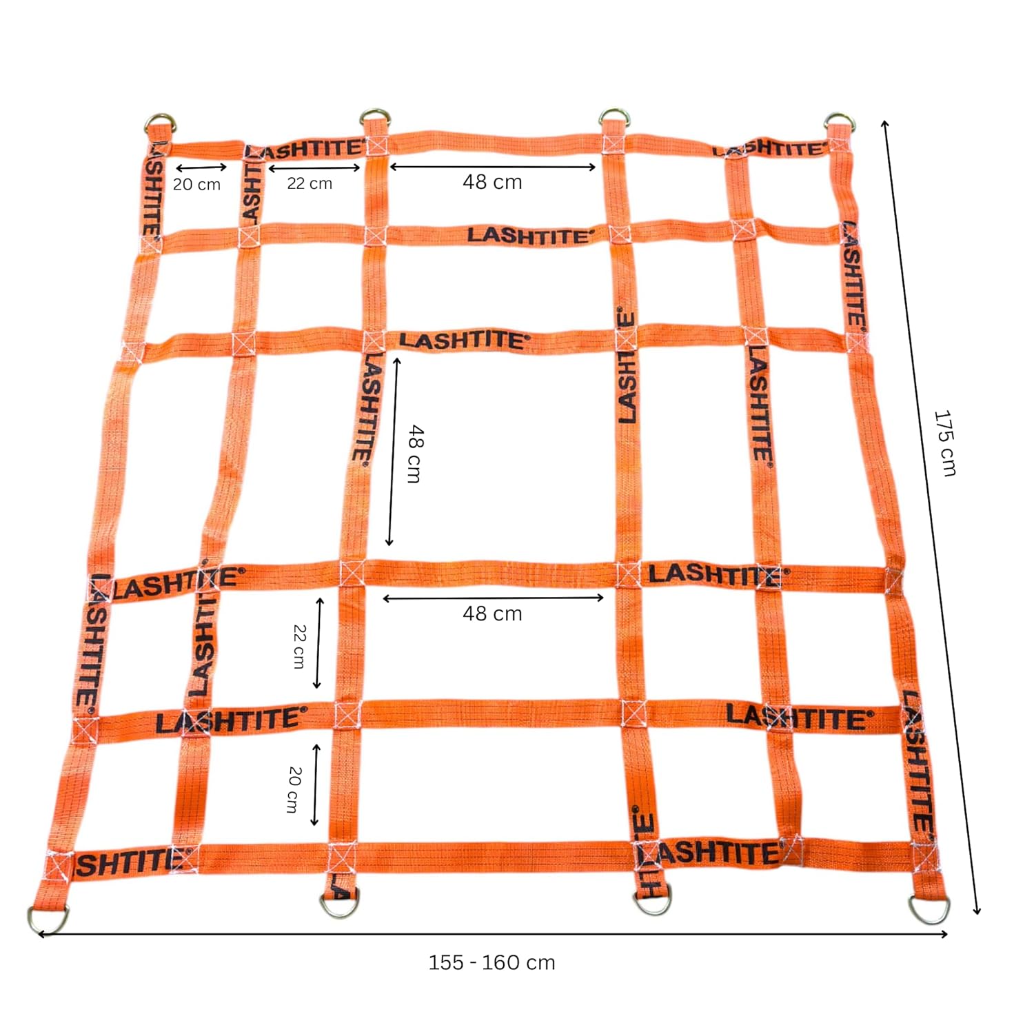 LASHTITE Heavy-Duty Cargo Net with D-Rings | Industrial Load Securing Net for Trucks, Trailers & Logistics